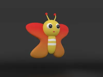 Stylized 3D Cartoon Butterfly Low-poly 3D model