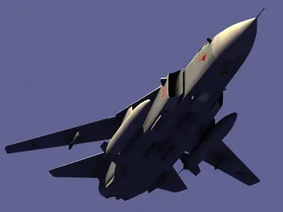 Sukhoi Su-24 Russian tactical strike bomber Low-poly 3D model