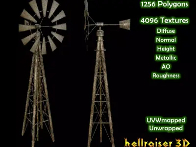 Windmill - PBR - Textured Low-poly 3D model