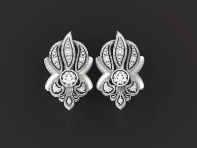 vintage earrings antique 886 3D print model