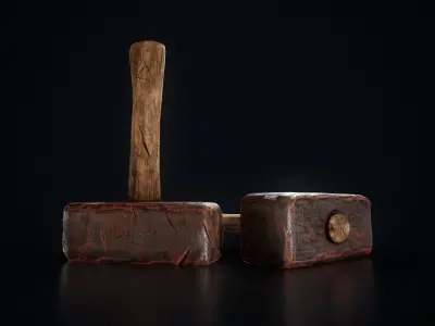 Game-Ready Blacksmith Hammer Low-poly 3D model