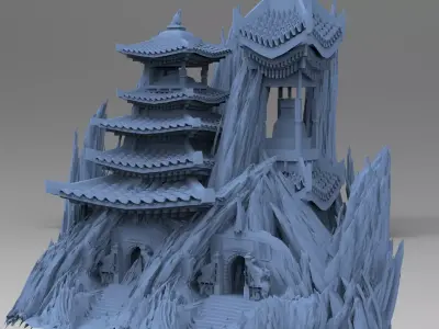 Castle Spiked Mountains Kitbash  3D model