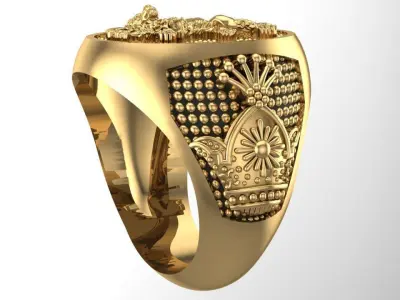 New lion and sun ring 3D print model