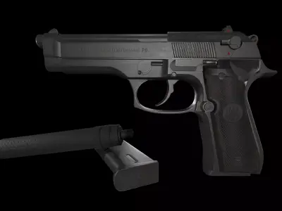 Beretta M9 Pistol Low-poly 3D model