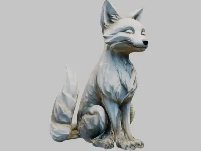 Stylized Stone Fox Low-poly 3D model