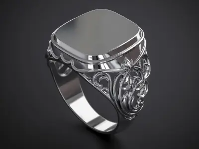 A MAN S RING WITH AN ORNAMENT 3 Printable Model 3D print model