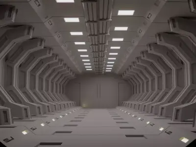 Tunnel futuristic spaceship corridor Free low-poly 3D model