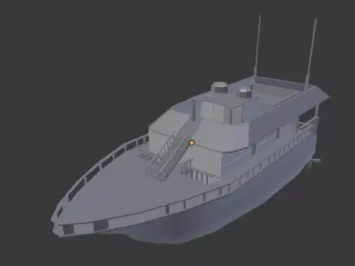 yacht with interiors 3D model