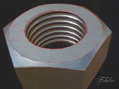 Bolt lowpoly hex nut Free low-poly 3D model
