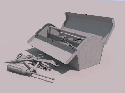 old toolbox with tools 3D model