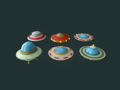 Flying Saucers Pack Low-poly 3D model