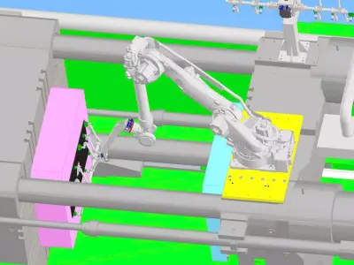 Sheet metal robot tooling for tandem press line 3D model