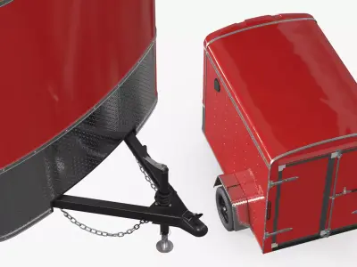 Compact Enclosed Road Trailer Red 3D model