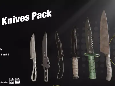 35 Knife Pack Low-poly 3D model