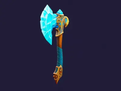 Crystal axe - Game Ready Weapon Low-poly 3D model