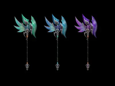 Elven Axe Low-poly 3D model