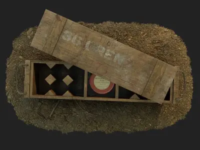 British army wooden grenade crate WW1 and WW2 Low-poly 3D model
