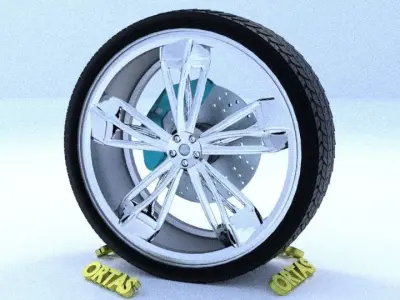 ORTAS CAR RIM 29 GAME READY RIM TIRE AND DISC 3D model