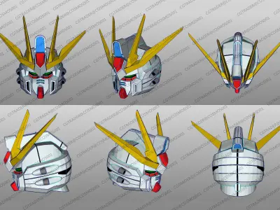 build strike gundam helmet paper papekura Low-poly 3D model