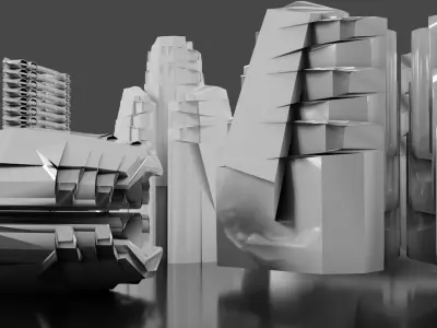Futuristic Hard Surface Abstract Pieces 3D model