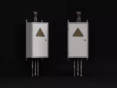 Wall Mounted Fuse Cabinet Low-poly 3D model