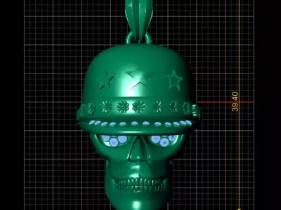  Military Skull Helmet Pendant 3D Printable Model 3D print model