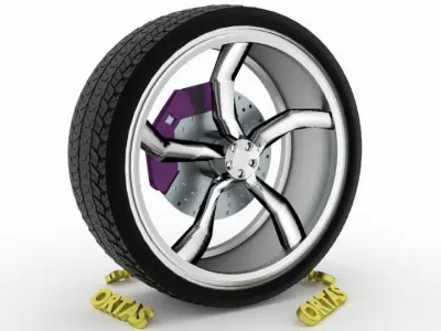 ORTAS CAR WHEEL RIM 128 GAME READY WHEEL RIM TIRE 3D model