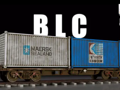 Indian Railways BLC Container Flat Wagon Low-poly 3D model