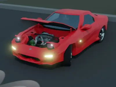 Mazda RX - 7 jdm Low Poly Drift JDM Car Stock Low-poly 3D model