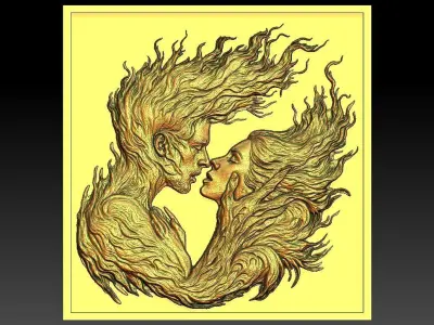 1 fire of love CNC Relief Model 3D print model