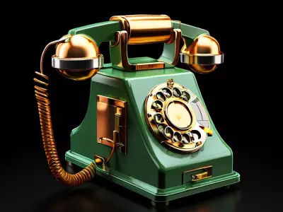 Vintage Green Rotary Phone 3D Model Low-poly 3D model