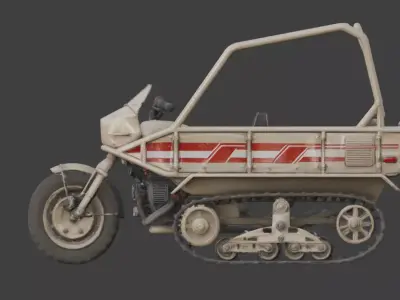 Hard Sci-Fi Half-Track Motorcycle 3D Model Low-poly 3D model