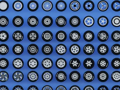 300 Wheels for Car and Motorcycle Collection Textured  Low-poly 3D model
