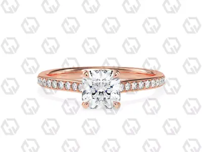 Ring 60 Radiant shape pave setting ring with gems 3D print model