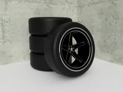 Wheels set of and rims 3D model