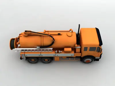  Industrial Vacuum Truck Mercedes Low-poly 3D model