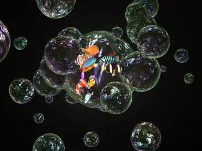 Fishes in bubble 3D model
