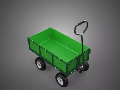 FOUR 4 WHEELED UTILITY CART WAGON TROLLEY DETACHABLE MESH POCKET 3D model
