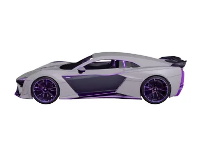 Premium Silver Futuristic Hypercar Advanced Concept Vehicle 3D model