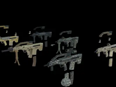 Modular Bullpup Rifle- Standard Variant   Low-poly 3D model