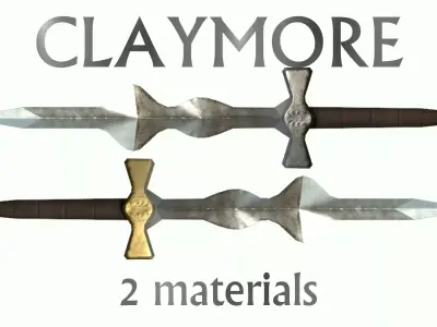 Claymore Sword Medieval Melee Weapon Low-poly 3D model