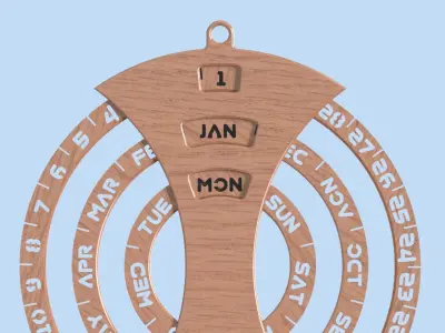 Mechanical timber wall calendar  3D model