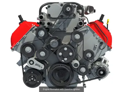 V6 V8 V12 Engines with Gasoline Ignition Animation 3D Model Pack
