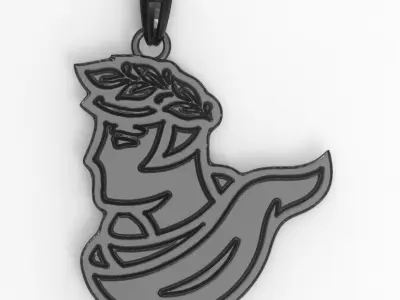 Ancient greek with laurel wreath Pendant 3D print model