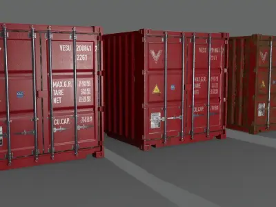PBR 20 ft Shipping Cargo Container Version 2 - Red Low-poly 3D model