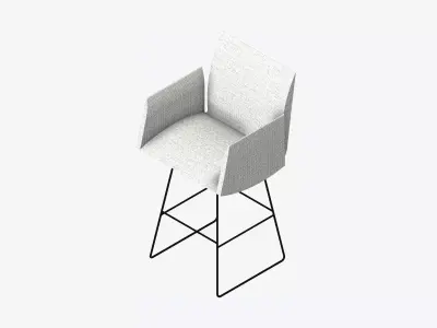 Chair - Contemporary - Armrests - Wire - Legs - Type 2 Low-poly 3D model