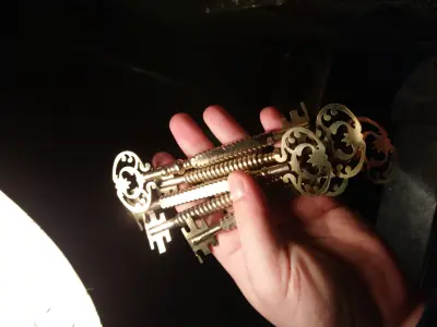  3-part fairy tale brass golden key 3D print model