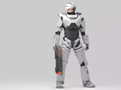 sci fi cap   rigged character 3D model