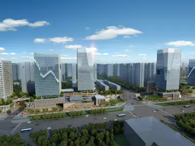 3Dmax fashion city commercial square building 452 3D model