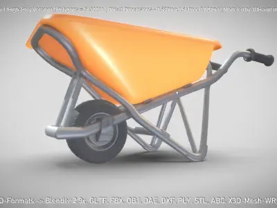 Wheelbarrow 1 High-Poly Version 3D model